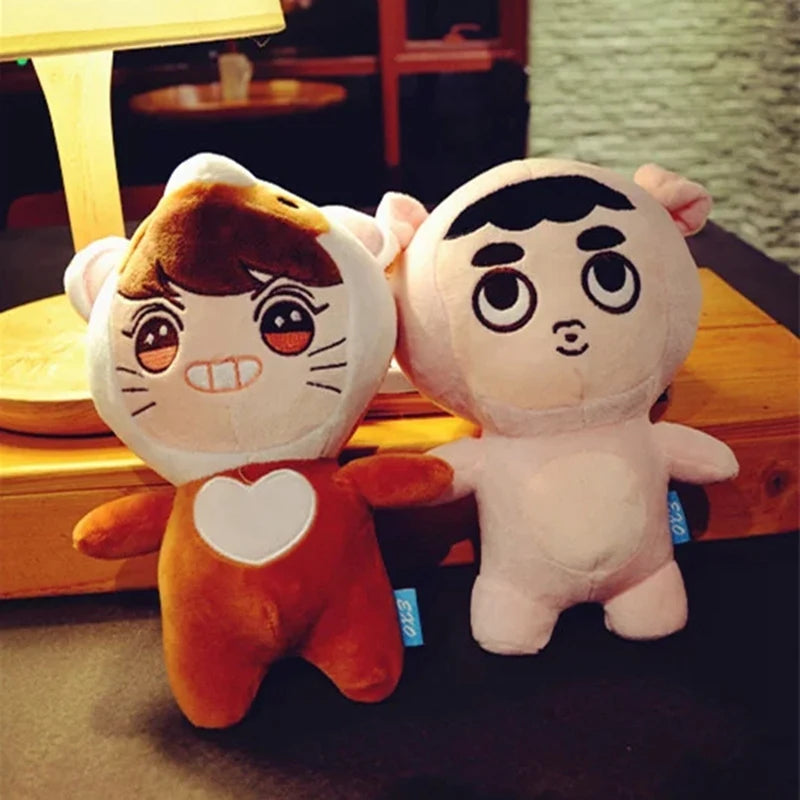 23cm KPOP EXO Plush Doll Kawaii Korea Fashion Superstar Kyungsoo D.O Baek Hyun Chan Yeol Kai Figure Plush Toys Girls Fans Gift