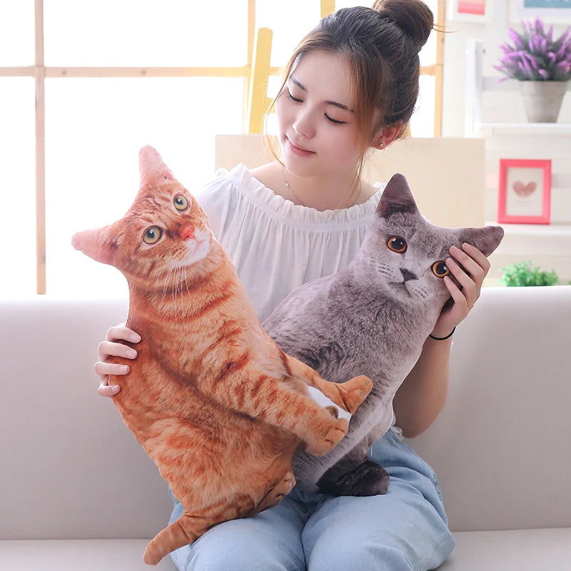 Simulation Plush Cat Pillow Soft Stuffed realistic Animal Cushion Sofa Decor Cartoon Plush Toy Children Kid kawaii Gift