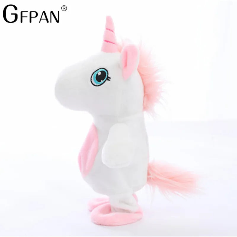 Hot Sale 25cm Magic Unicorn Walking& Talking Stuffed Animal Horse Toy Sound Record Unicorn Plush Fantasy Gift for kids