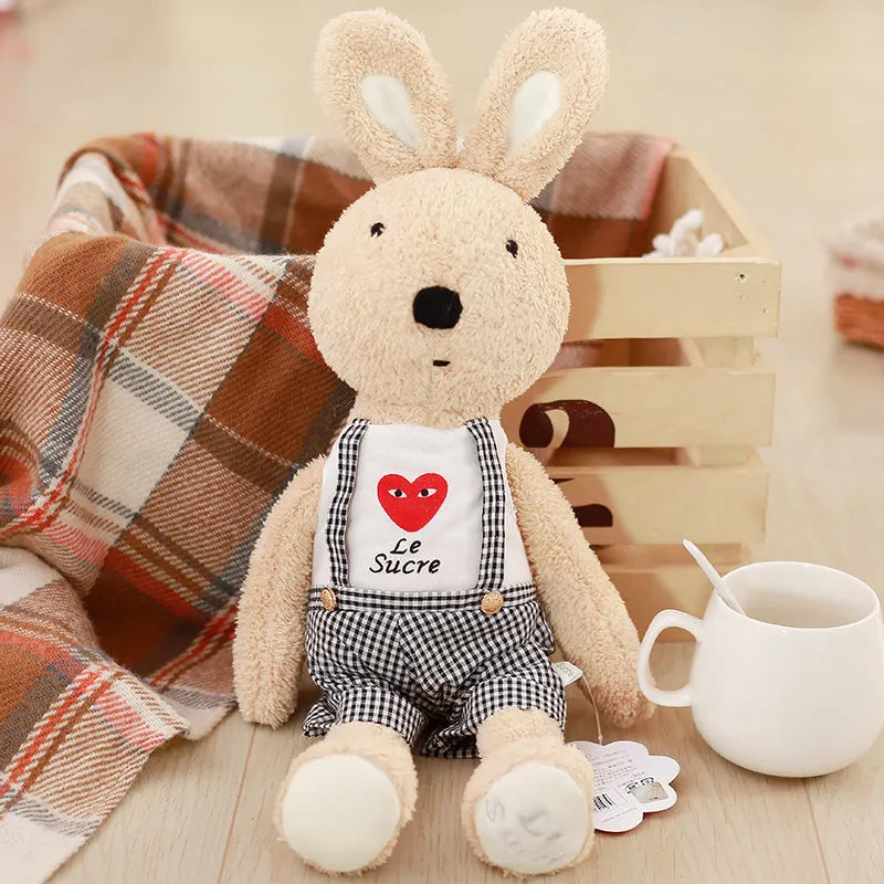 Lovely Le Sucre Rabbit Bunny Plush Toys Soft Plaid Couple Rabbits Stuffed Animals Plush Dolls for Girls Birthday Gifts