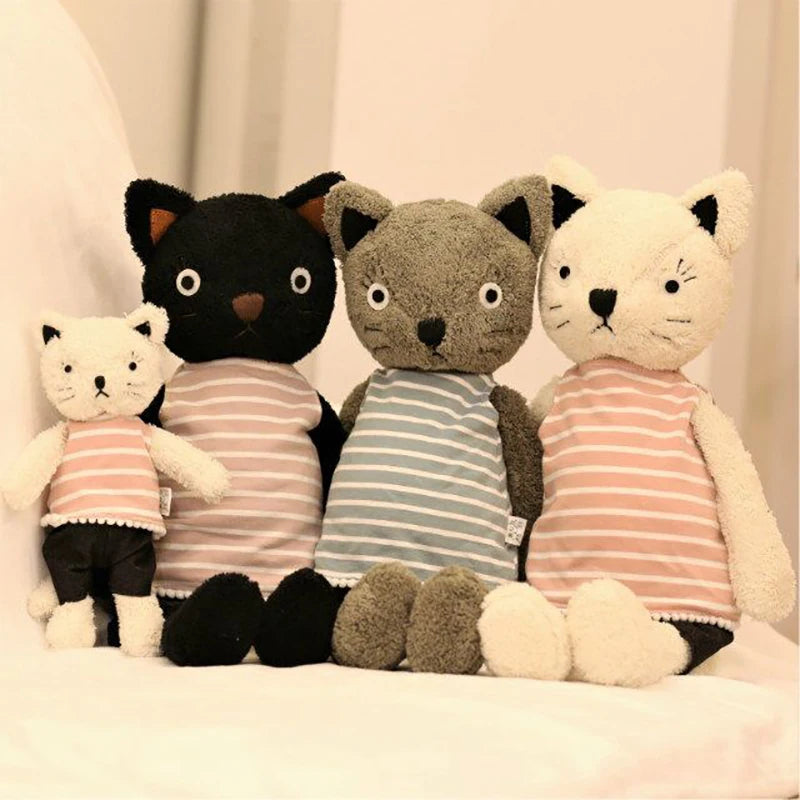 1pc 25cm/35cm/50cm Kawaii Cat Plush Dolls Stuffed Animals Soft Stripe Clothes Cats Plush Toys for Girls Children Birthday Gifts