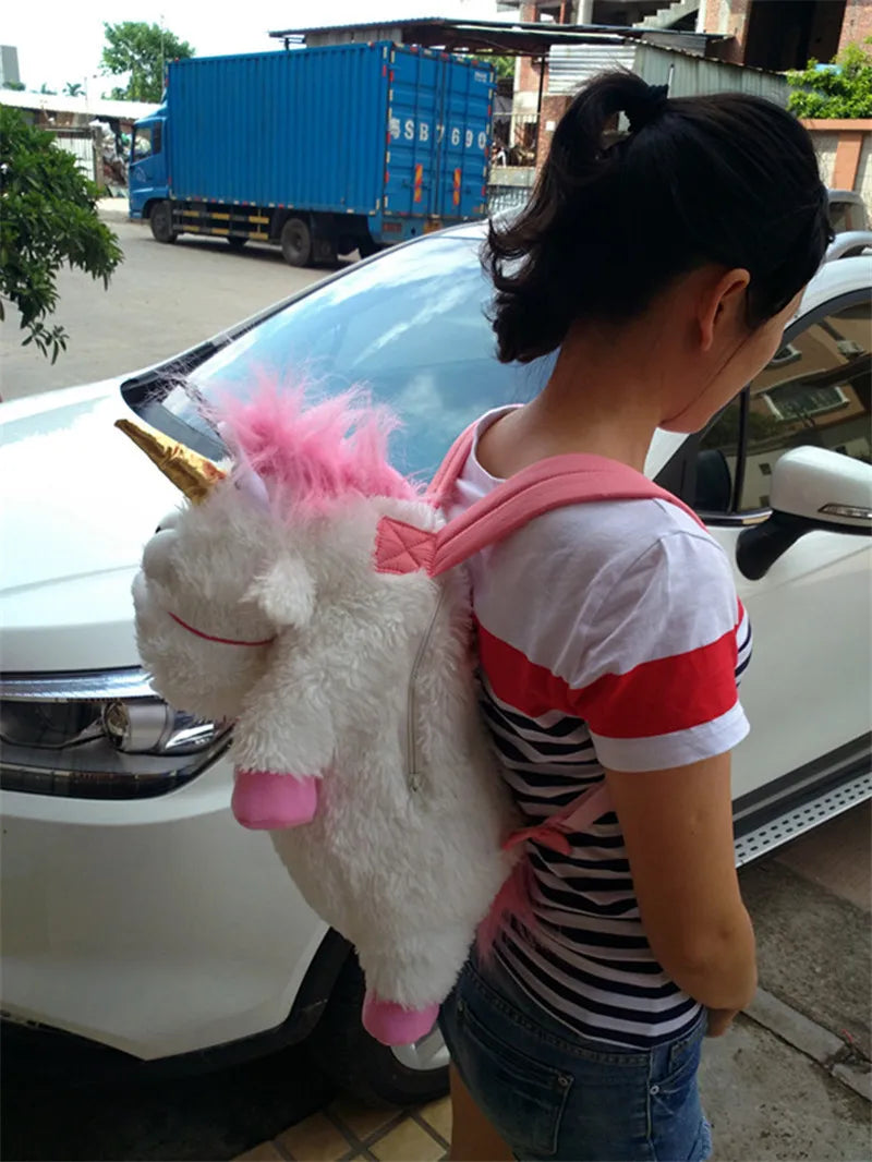 45cm And 60cm Fluffy Unicorn Plush Backpack