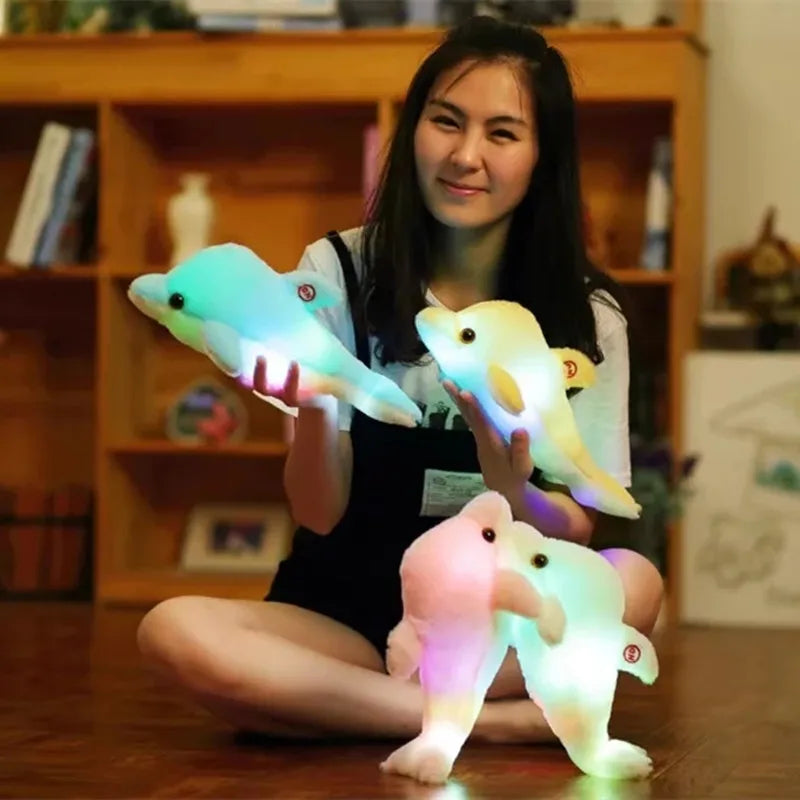 32cm Kawaii Colorful Glowing Dolphin Plush Toy