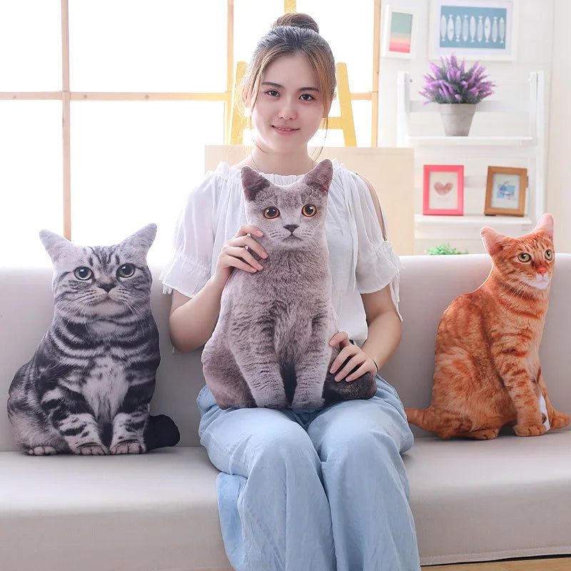 Simulation Plush Cat Pillow Soft Stuffed realistic Animal Cushion Sofa Decor Cartoon Plush Toy Children Kid kawaii Gift