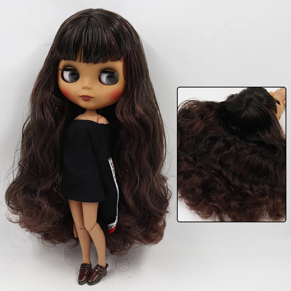 ICY DBS Blyth doll 1/6 bjd black mix brown hair joint body 30cm doll custom doll DIY anime girls