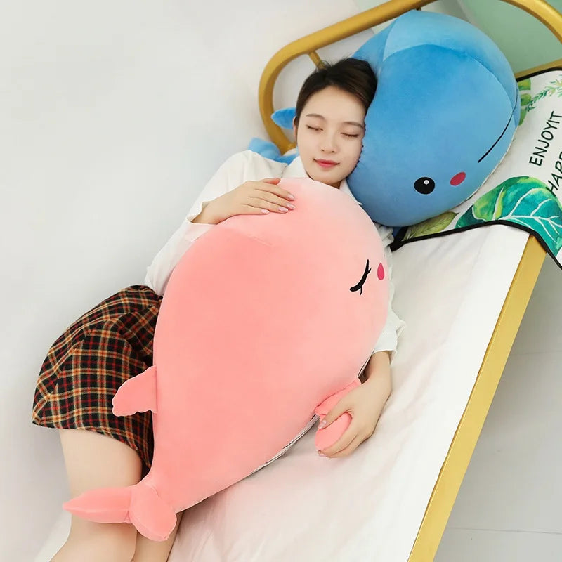 Kawaii Soft Whale Plush Toy Cartoon Animal Fish Stuffed Doll Sleeping Pillow Cushion Girlfriend Christmas Birthday Present