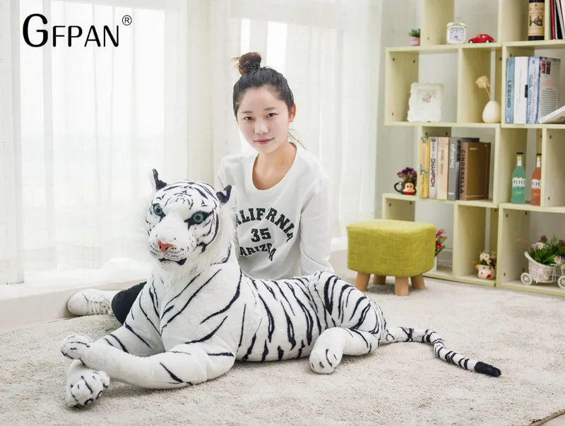 60-30cm Simulation White Tiger Plush Toy Cute Stuffed Animal Pillow Cushion Baby Doll Toys Creative Gift for Children Kids