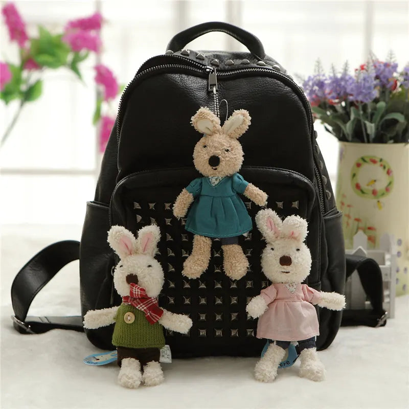 18cm Kawaii Rabbit Pendant Plush Doll  Mini Bunny Bag Pendants Keychain Stuffed Animals Toys Clothes Rabbits Doll Toy for Girls