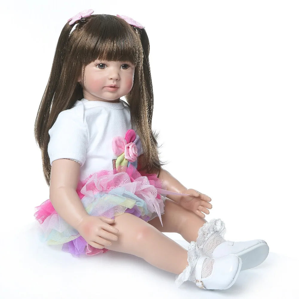 high quality 60cm big size reborn toddler princess Silicone vinyl adorable Lifelike Baby Bonecas girl bebe doll reborn menina