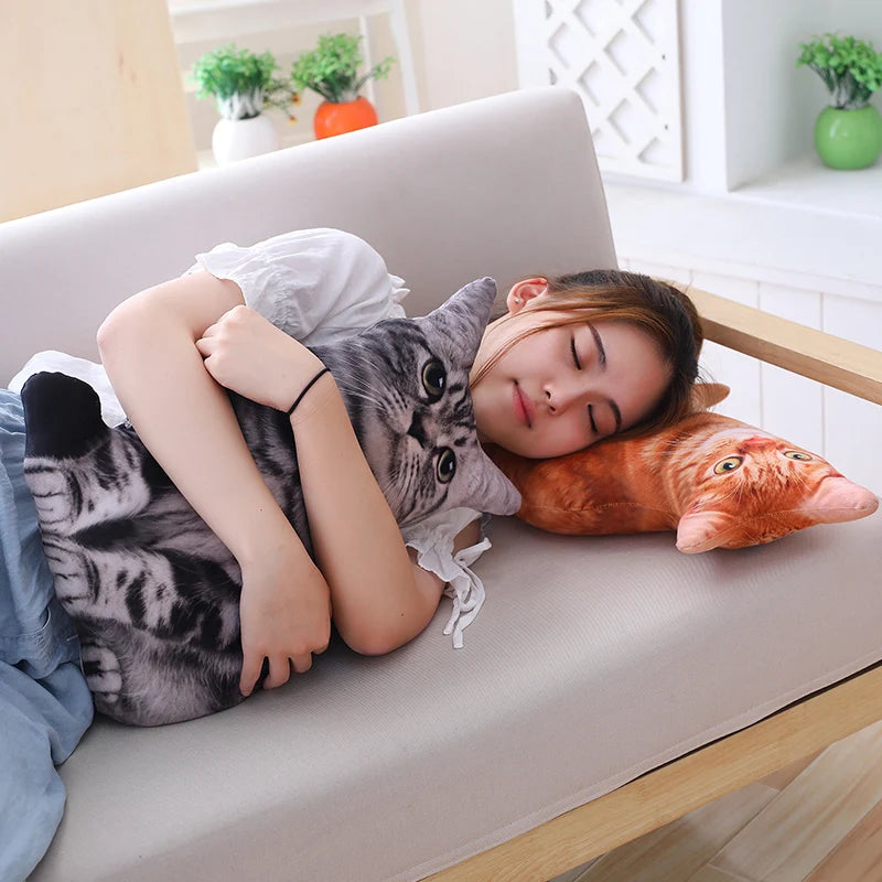 Simulation Plush Cat Pillow Soft Stuffed realistic Animal Cushion Sofa Decor Cartoon Plush Toy Children Kid kawaii Gift