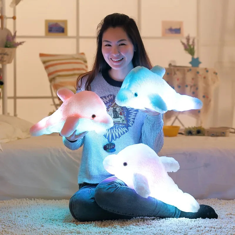 1pcs 45cm Dolphin PLush Luminous Plush Glowing Dolphin Doll Colorful Pillow, Plush Toys, Hot Colorful Doll Kids Children Gifts