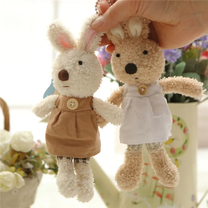 18cm Kawaii Rabbit Pendant Plush Doll  Mini Bunny Bag Pendants Keychain Stuffed Animals Toys Clothes Rabbits Doll Toy for Girls