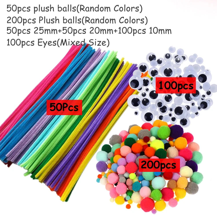 Plush Stick / Pompoms Rainbow Colors Shilly-Stick Educational DIY Toys Handmade Art Craft Creativity Devoloping Toys GYH