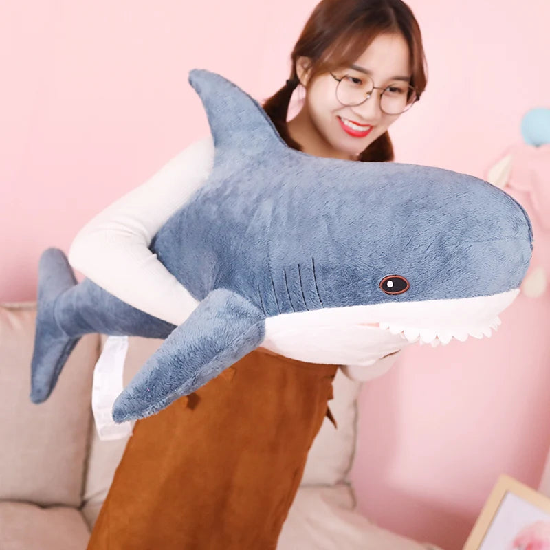 30cm Blue Shark Reading Pillow For kids Plush Funny Toy Stuffed Shark Children Boys Cushion Girl Animal  Birthday Kid Brinquedos