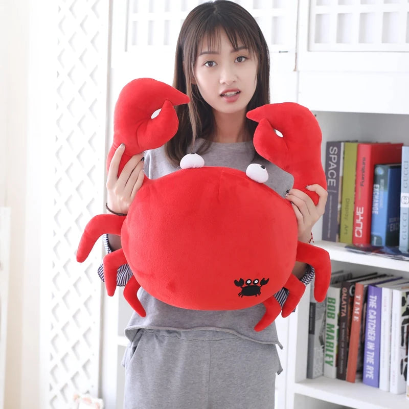 20cm-50cm Kawaii Funny Crab Plush Pillow Soft Red Crab Stuffed Cartoon Animal Toy Sofa Home Decoration Cushion Doll Friends Gift