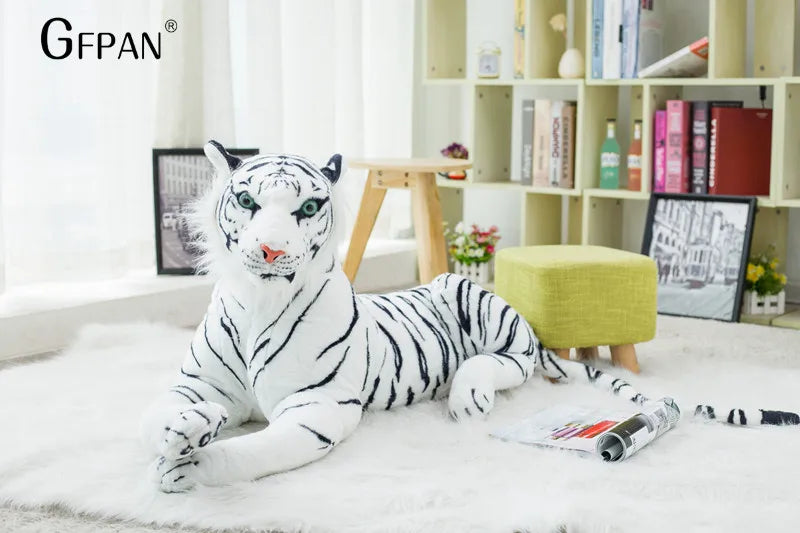 60-30cm Simulation White Tiger Plush Toy Cute Stuffed Animal Pillow Cushion Baby Doll Toys Creative Gift for Children Kids