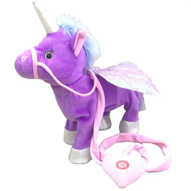 Funny Toys  Electric Walking Unicorn Plush Toy Stuffed Animal Horse Music Doll For Children Christmas Gifts