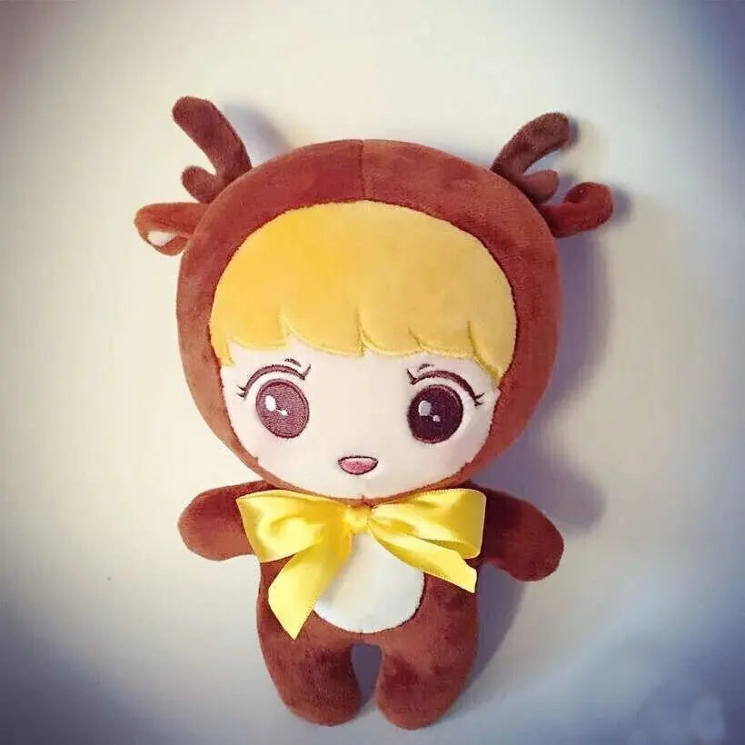 23cm KPOP EXO Plush Doll Kawaii Korea Fashion Superstar Kyungsoo D.O Baek Hyun Chan Yeol Kai Figure Plush Toys Girls Fans Gift