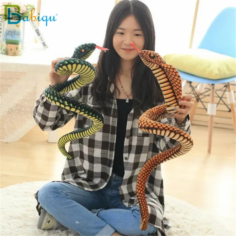 1pc 110/130cm Simulation Cobra and Python Snake Plush Toy Soft Stuffed Zodiac Dolls Funny Gift for Children Kids Party Toys