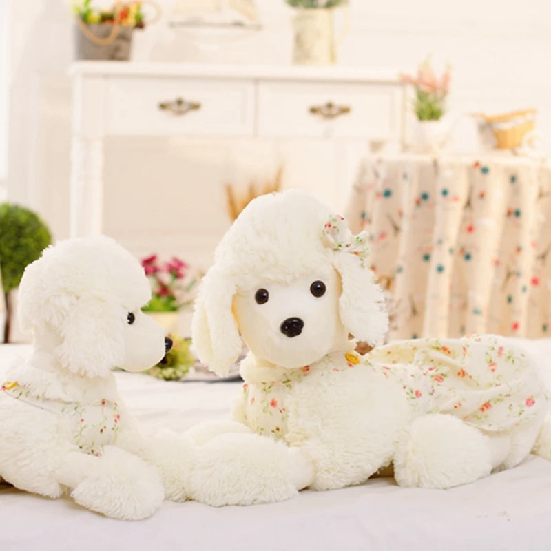 1pc 30/40/50cm Cute Poodle Wearing a Floral Dress Plush Doll Stuffed Soft Animal Dog Toy Kawaii Birthday Christmas Gift for Kids