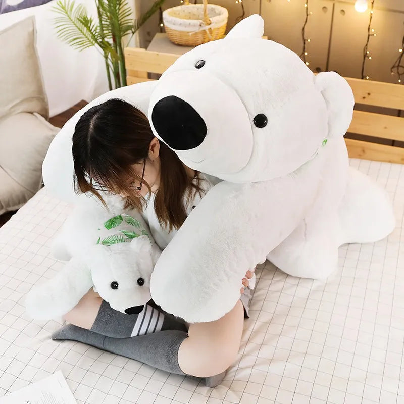 Big Polar Bear Plush Toy Soft Cartoon Animal Cute Teddy Bear Stuffed Doll Long Pillow Cushion Kids Christmas Gift High Quality