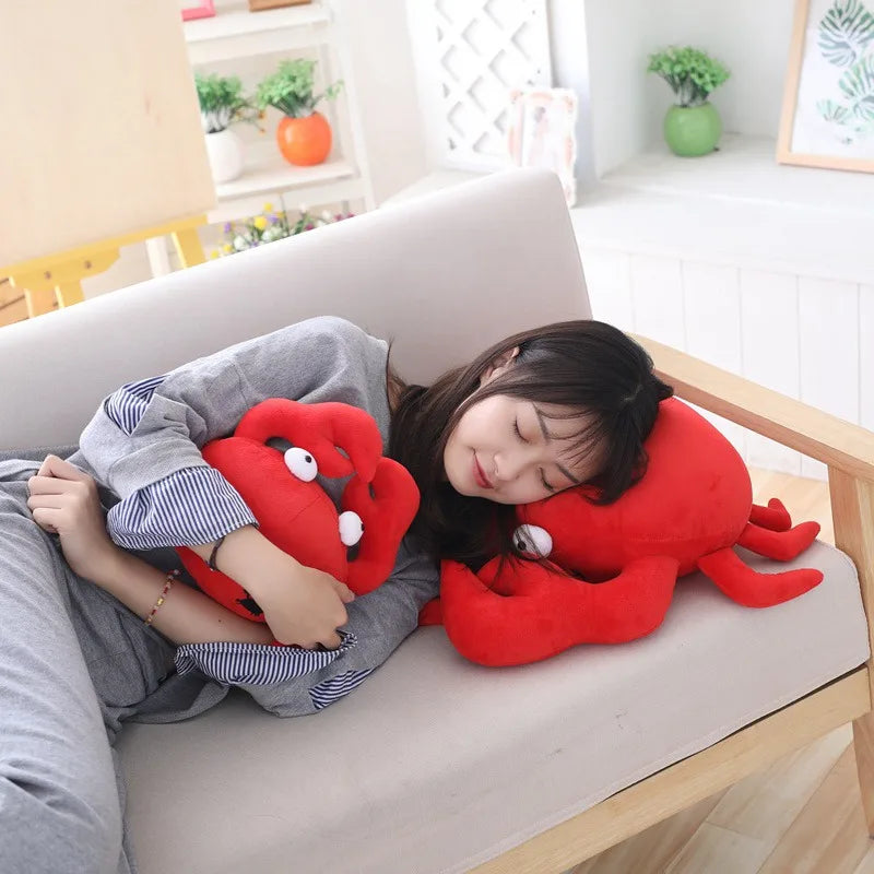 20cm-50cm Kawaii Funny Crab Plush Pillow Soft Red Crab Stuffed Cartoon Animal Toy Sofa Home Decoration Cushion Doll Friends Gift