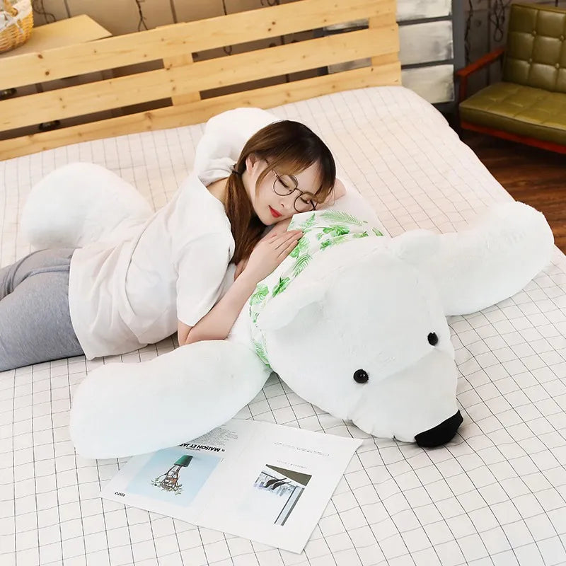 Big Polar Bear Plush Toy Soft Cartoon Animal Cute Teddy Bear Stuffed Doll Long Pillow Cushion Kids Christmas Gift High Quality