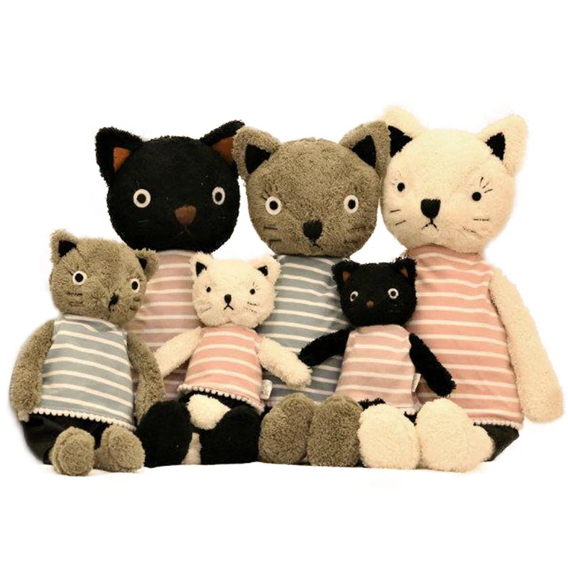 1pc 25cm/35cm/50cm Kawaii Cat Plush Dolls Stuffed Animals Soft Stripe Clothes Cats Plush Toys for Girls Children Birthday Gifts