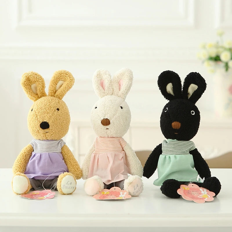 Lovely Dressing Rabbit Plush Toys Soft Bunny Stuffed Animals Doll Stripe Clothes Rabbits Toy for Girls Children New Year Gifts