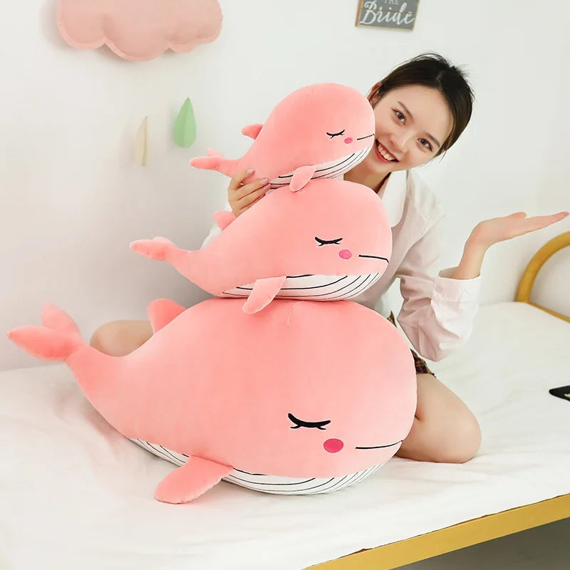 Kawaii Soft Whale Plush Toy Cartoon Animal Fish Stuffed Doll Sleeping Pillow Cushion Girlfriend Christmas Birthday Present