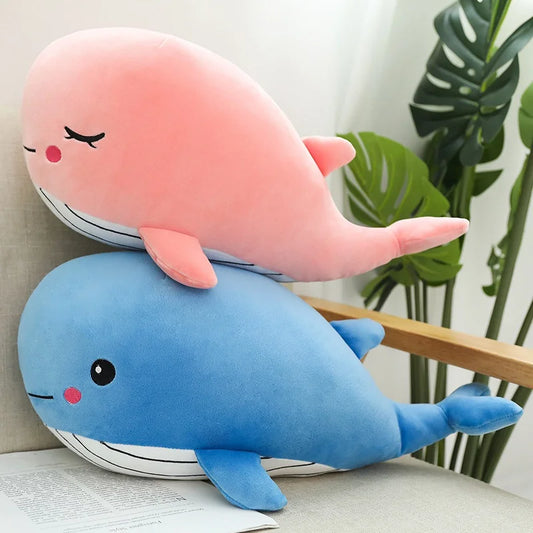 Kawaii Soft Whale Plush Toy Cartoon Animal Fish Stuffed Doll Sleeping Pillow Cushion Girlfriend Christmas Birthday Present