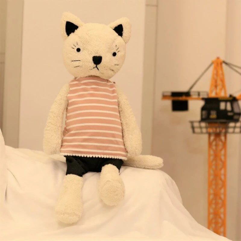 1pc 25cm/35cm/50cm Kawaii Cat Plush Dolls Stuffed Animals Soft Stripe Clothes Cats Plush Toys for Girls Children Birthday Gifts