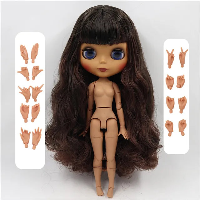 ICY DBS Blyth doll 1/6 bjd black mix brown hair joint body 30cm doll custom doll DIY anime girls