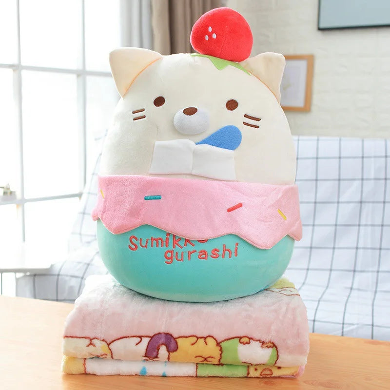 45cm Japanese Animation Sumikko Gurashi Plush Toy Corner Bio Pillow Blanket Soft Cartoon Animal Doll Kid Birthday Valentine Gift