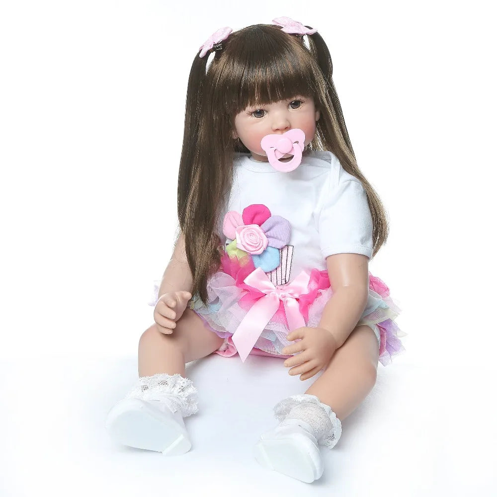 high quality 60cm big size reborn toddler princess Silicone vinyl adorable Lifelike Baby Bonecas girl bebe doll reborn menina