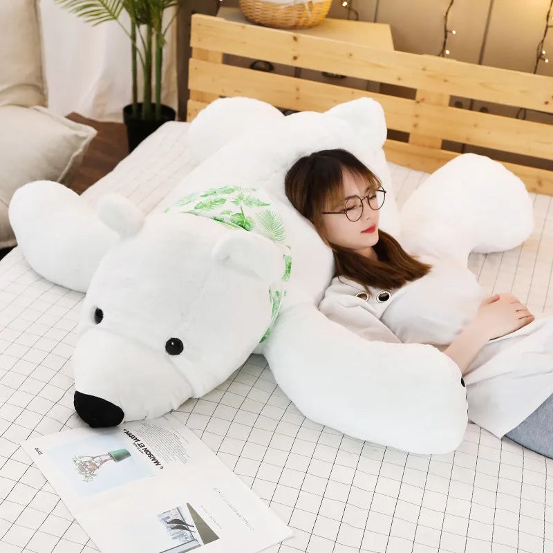 Big Polar Bear Plush Toy Soft Cartoon Animal Cute Teddy Bear Stuffed Doll Long Pillow Cushion Kids Christmas Gift High Quality