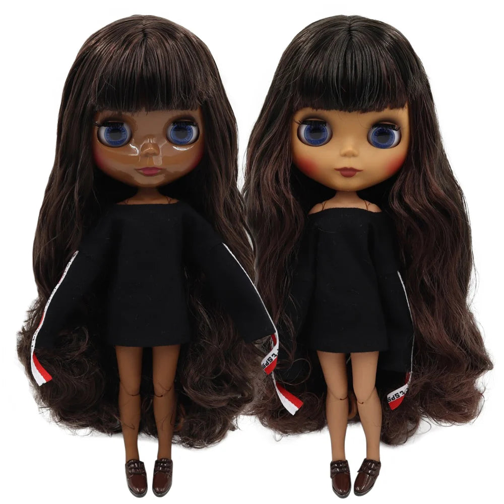 ICY DBS Blyth doll 1/6 bjd black mix brown hair joint body 30cm doll custom doll DIY anime girls