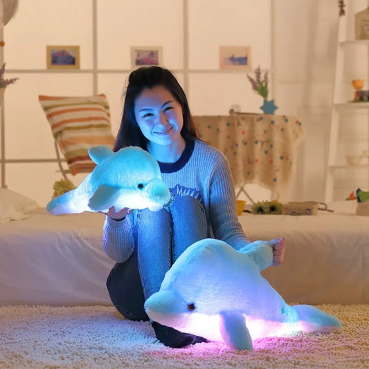 1pcs 45cm Dolphin PLush Luminous Plush Glowing Dolphin Doll Colorful Pillow, Plush Toys, Hot Colorful Doll Kids Children Gifts