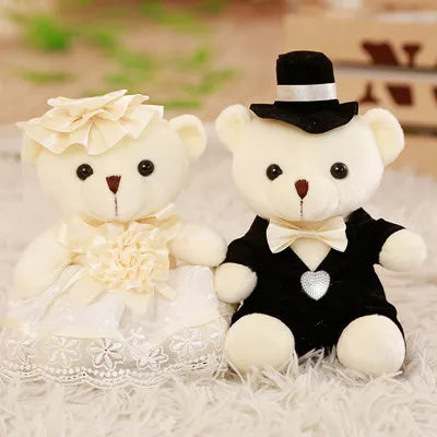 2pcs/lot 18cm kawaii  Bear New Styles Soft plush toys Cute Couple Stuffed Animal Baby doll Fantasy Wedding Birthday Gift