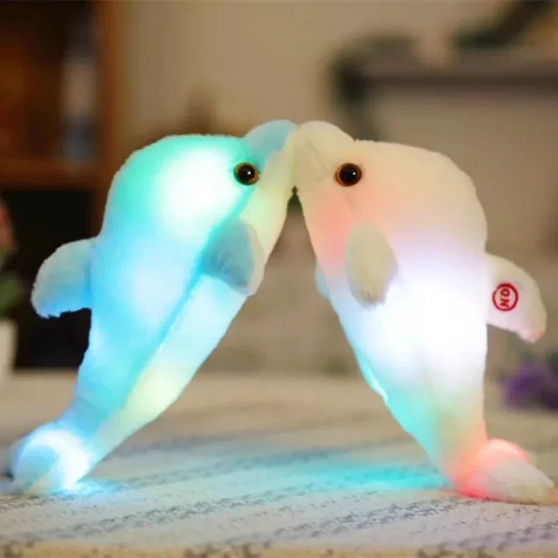 32cm Cute Creative Luminous Plush Toy Dolphin Doll Glowing LED Light Animal Toys Colorful Doll Pillow kid Children's Lovely Gift