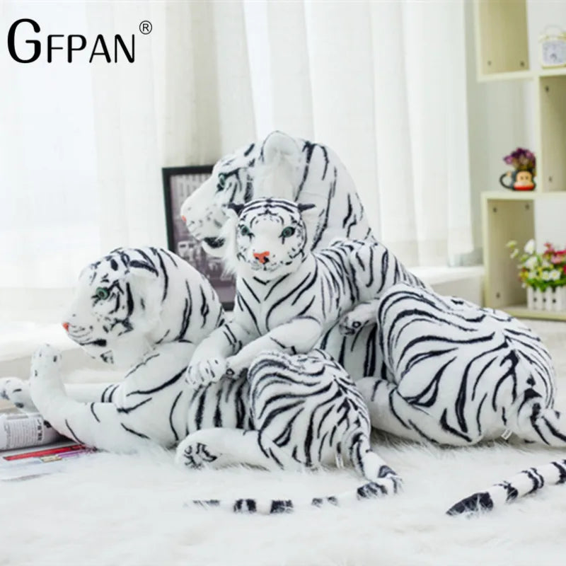 60-30cm Simulation White Tiger Plush Toy Cute Stuffed Animal Pillow Cushion Baby Doll Toys Creative Gift for Children Kids