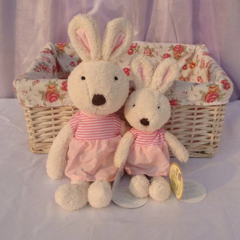 Lovely Dressing Rabbit Plush Toys Soft Bunny Stuffed Animals Doll Stripe Clothes Rabbits Toy for Girls Children New Year Gifts