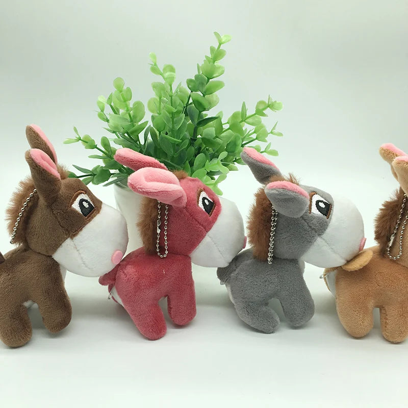 1pc 10cm Kawaii Donkey Bag Pendant Plush Toys Soft Stuffed Animals Mini Key Chian Plush Dolls for Children Girls Gifts