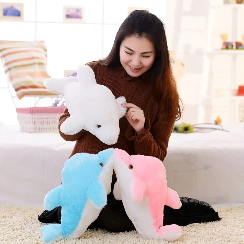 1pcs 45cm Dolphin PLush Luminous Plush Glowing Dolphin Doll Colorful Pillow, Plush Toys, Hot Colorful Doll Kids Children Gifts