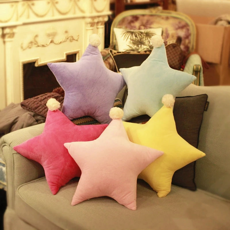 Solid-colored Sky Series Plush Pillow Stuffed Moon, Star Plush Toys Soft Cushion Nice Sofa Pillow Kawaii Christmas Gift for Girl