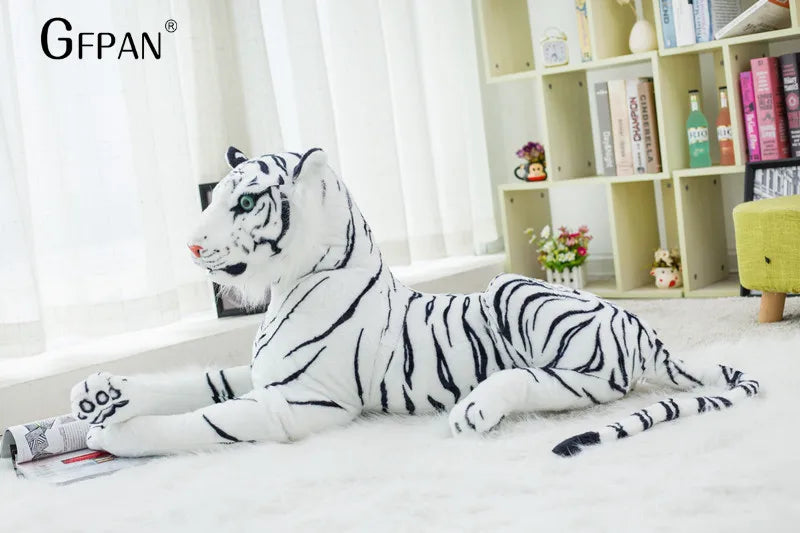 60-30cm Simulation White Tiger Plush Toy Cute Stuffed Animal Pillow Cushion Baby Doll Toys Creative Gift for Children Kids