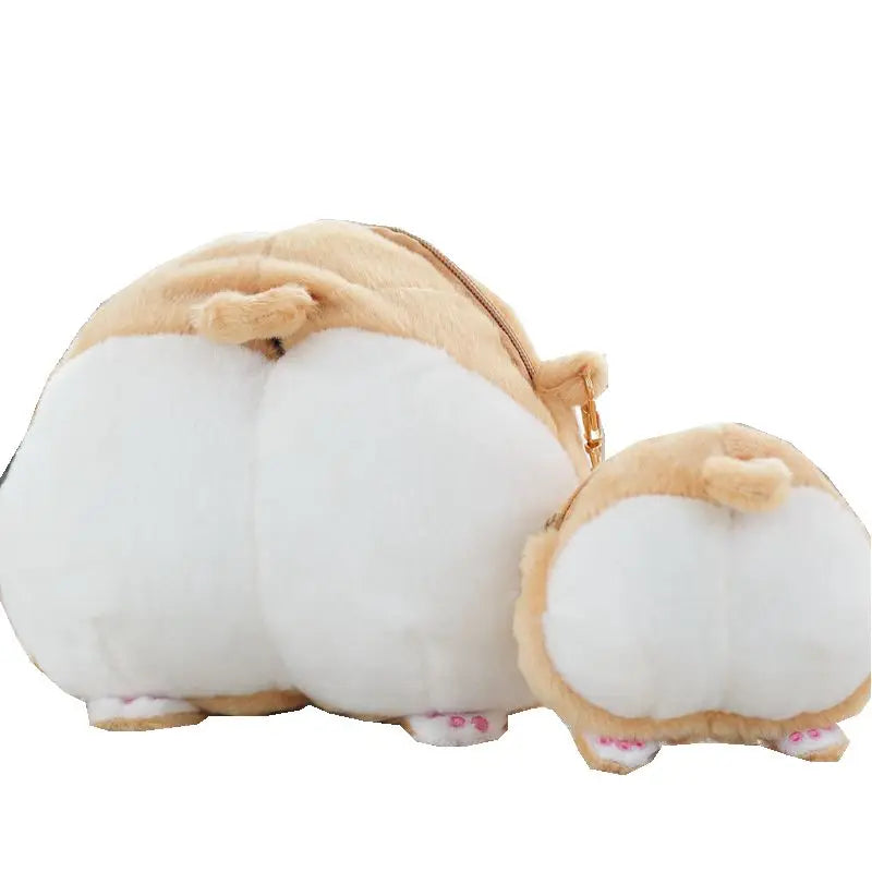 13*11cm Cute Corgi Bottom Coin Bag Stuffed Plush Toy Sexy Kawaii Soft Purse Wallet  Creative Gift  for Girls and kids