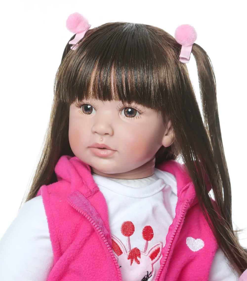 NPK 60CM High Quality Reborn Toddler Princess Girl Doll With Giraffe Adorable Lifelike Baby Bonecas Bebe Doll Reborn Menina