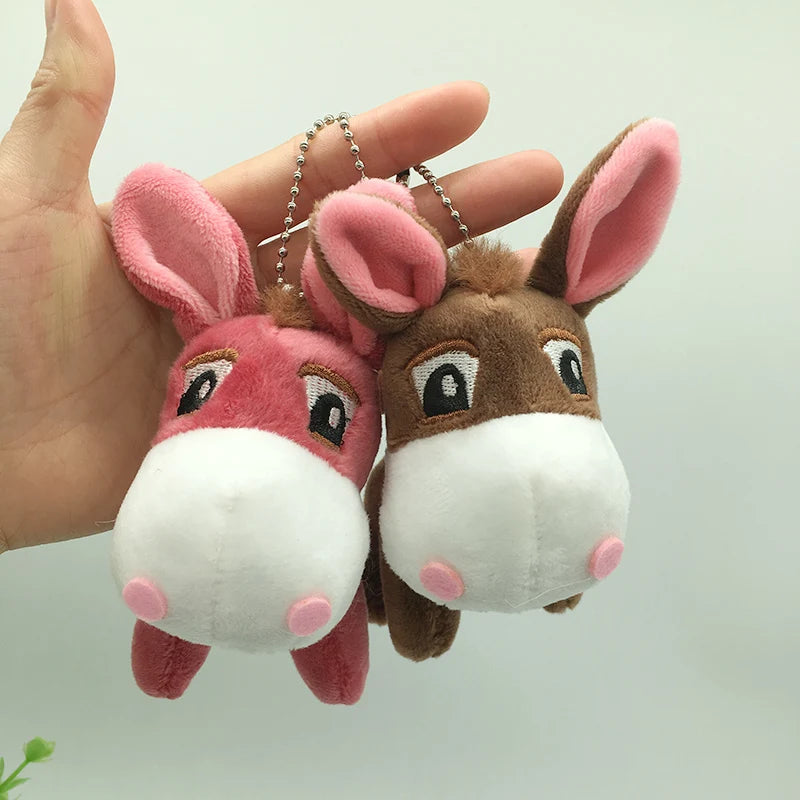 1pc 10cm Kawaii Donkey Bag Pendant Plush Toys Soft Stuffed Animals Mini Key Chian Plush Dolls for Children Girls Gifts