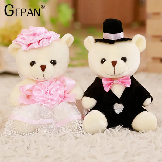 2pcs/lot 18cm kawaii  Bear New Styles Soft plush toys Cute Couple Stuffed Animal Baby doll Fantasy Wedding Birthday Gift